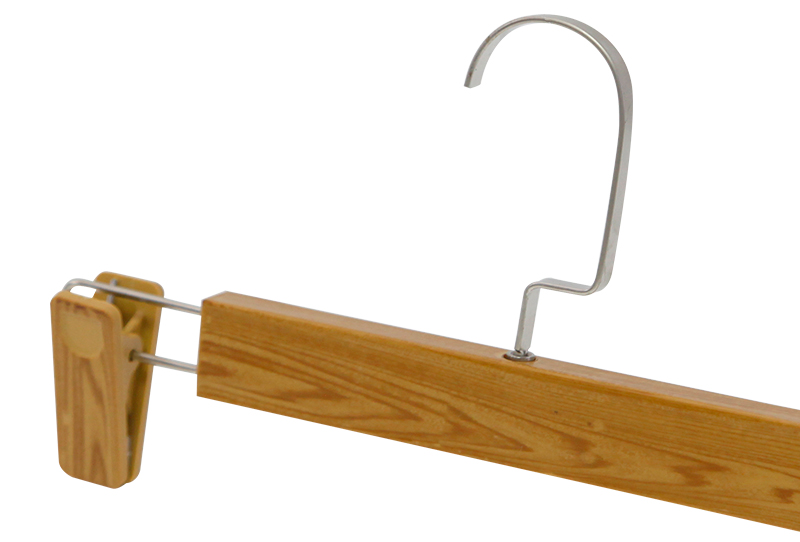 Durable and Simple Metal Hook Wooden Pants Hanger