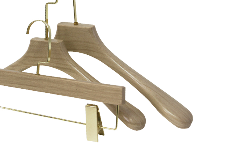 Light Brown Wooden Clothes Hanger and Trouser Hanger Set